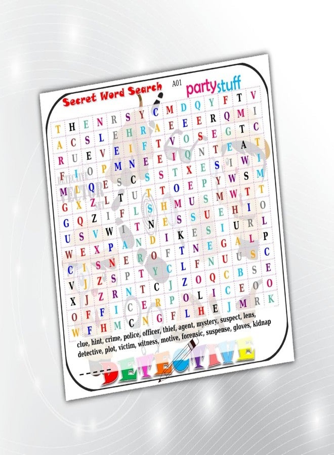 PartyStuff Paper Games - Detective Secret Word Search (12 Piece) - Image 1